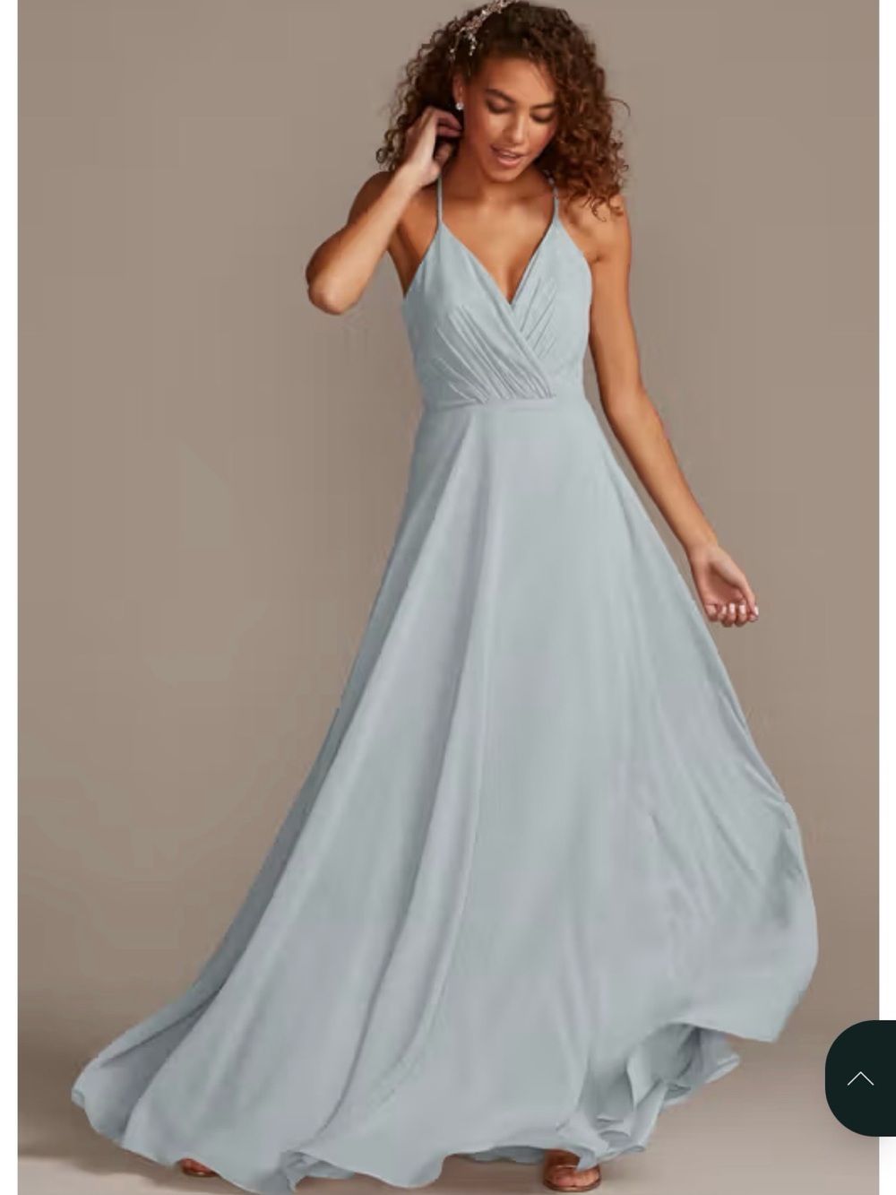 Spaghetti Strap V-Neck A-Line Dress - Ice Blue David’s Bridal Size 2